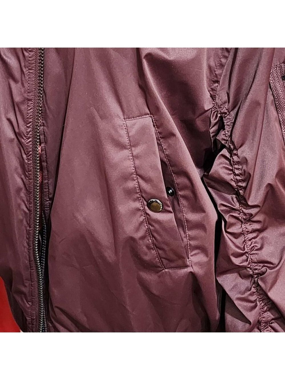 Pre Owned Zara Burgundy Bomber Jacket - Picture 3 of 8